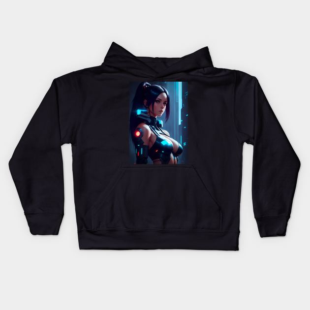 Cyberpunk girl Kids Hoodie by TeEmporium